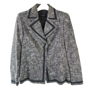 Escada Tweed Blazer Women Size 10 Material Black Stitching Rayon/Wool/Cotton